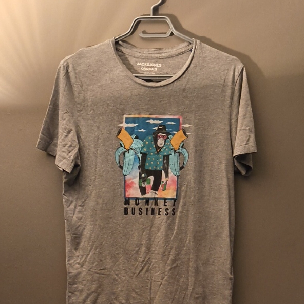 Jack & Jones Gray Monkey Graphic Tee